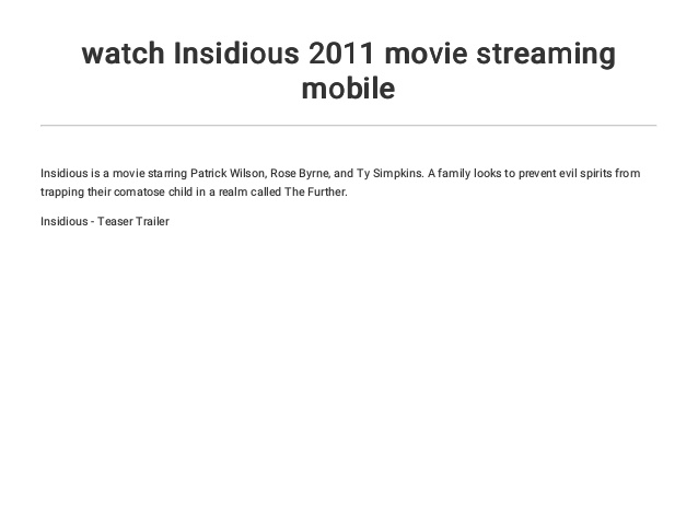 insidious 2 full movie stream